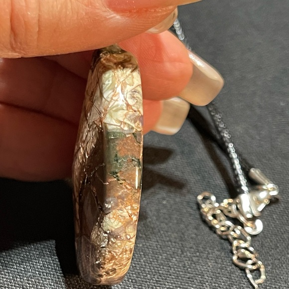 Petrified Wood Stone Pendant on Leather Cord - Picture 4 of 7